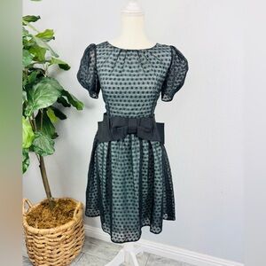 Dolce & Gabbana Black Black Lace Lasercut Puff Sleeve Fit & Flare Dress Size 42